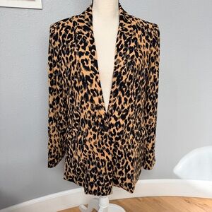 Tahari Leopard Print Blazer in Tan and Black